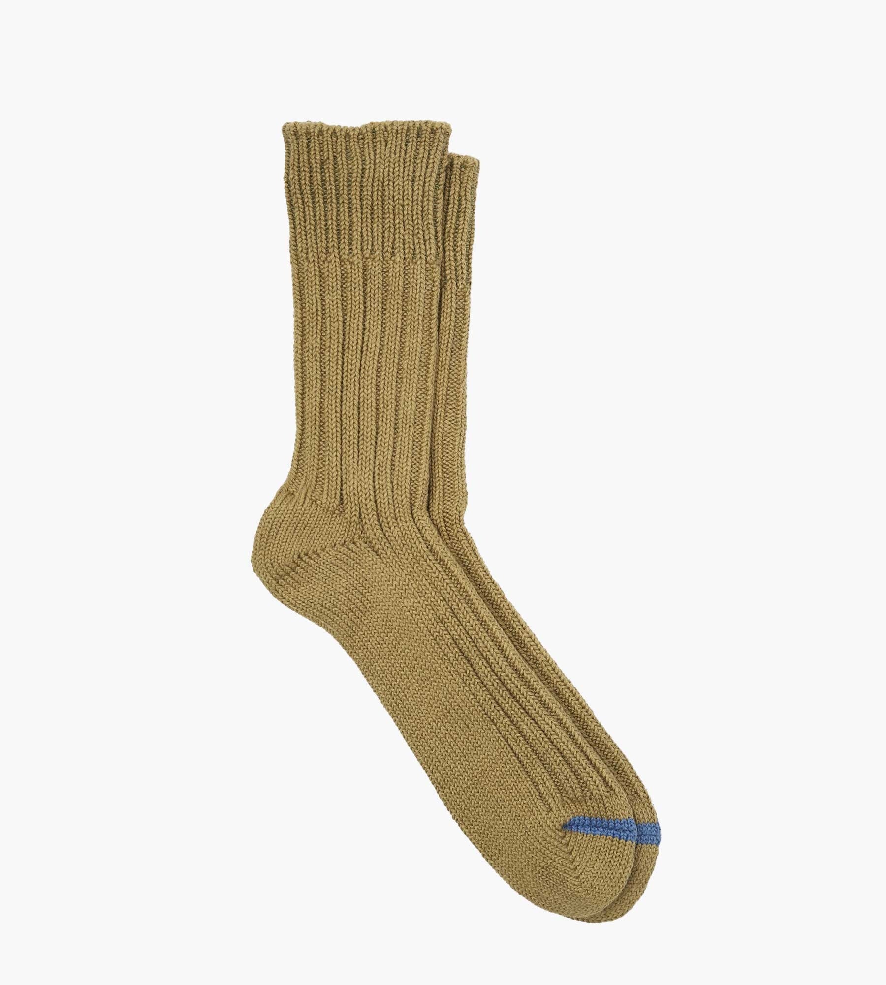 Rototo Chunky Ribbed Crew Socks Olive