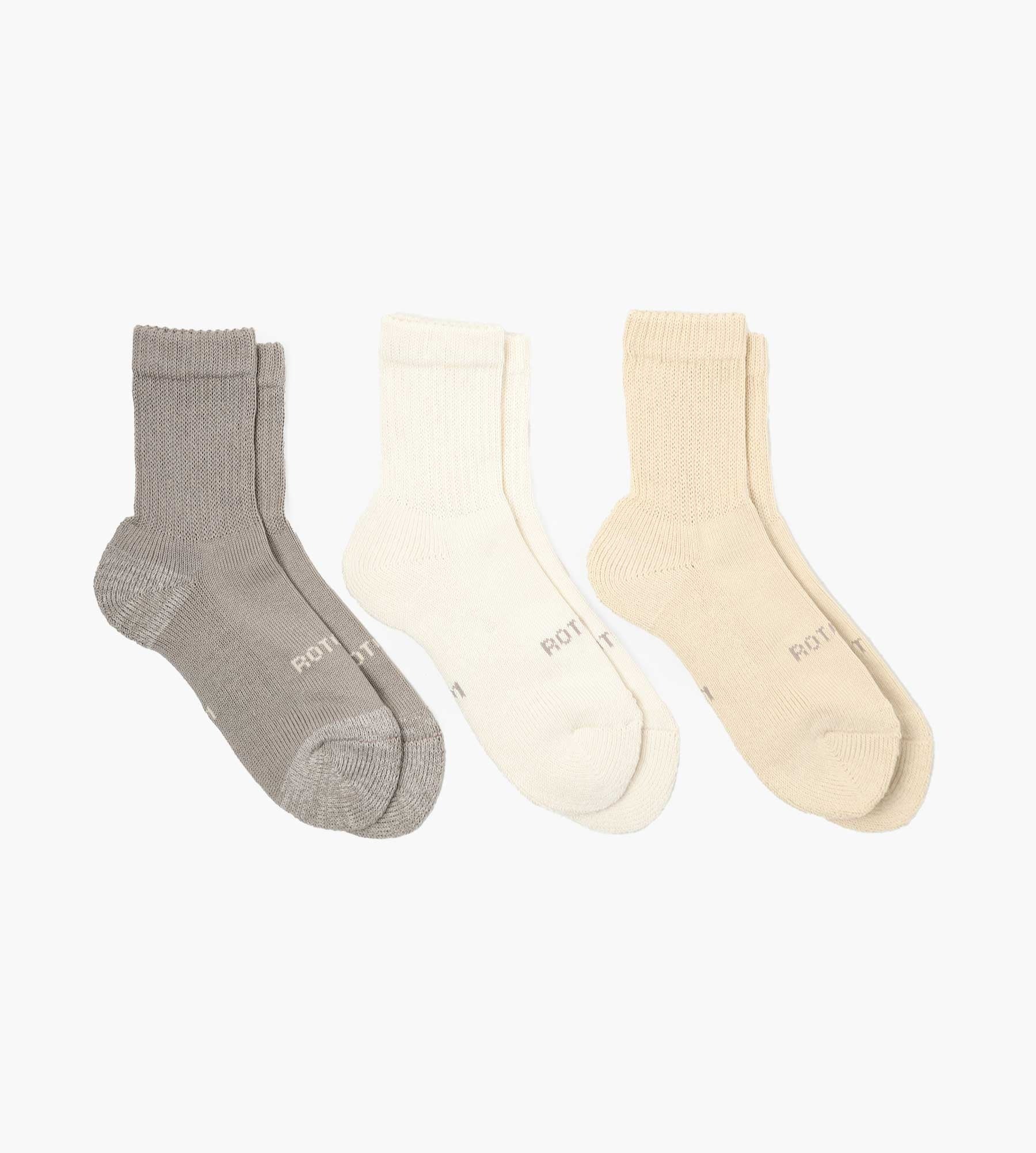 Rototo Organic Daily 3 Pack Mini Crew Socks Raw