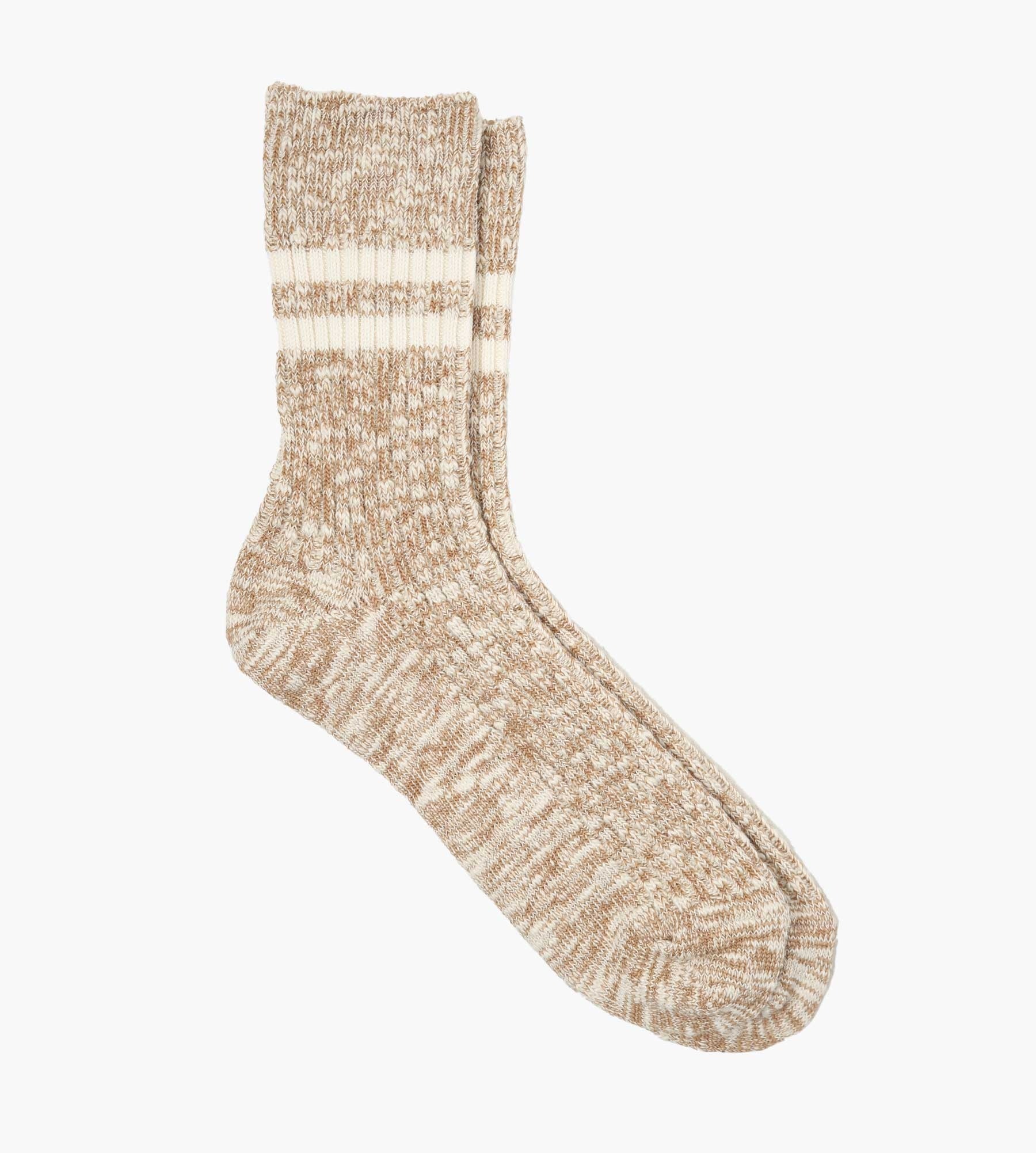 Rototo OG Cotton Slub Stripe Socks Coffee