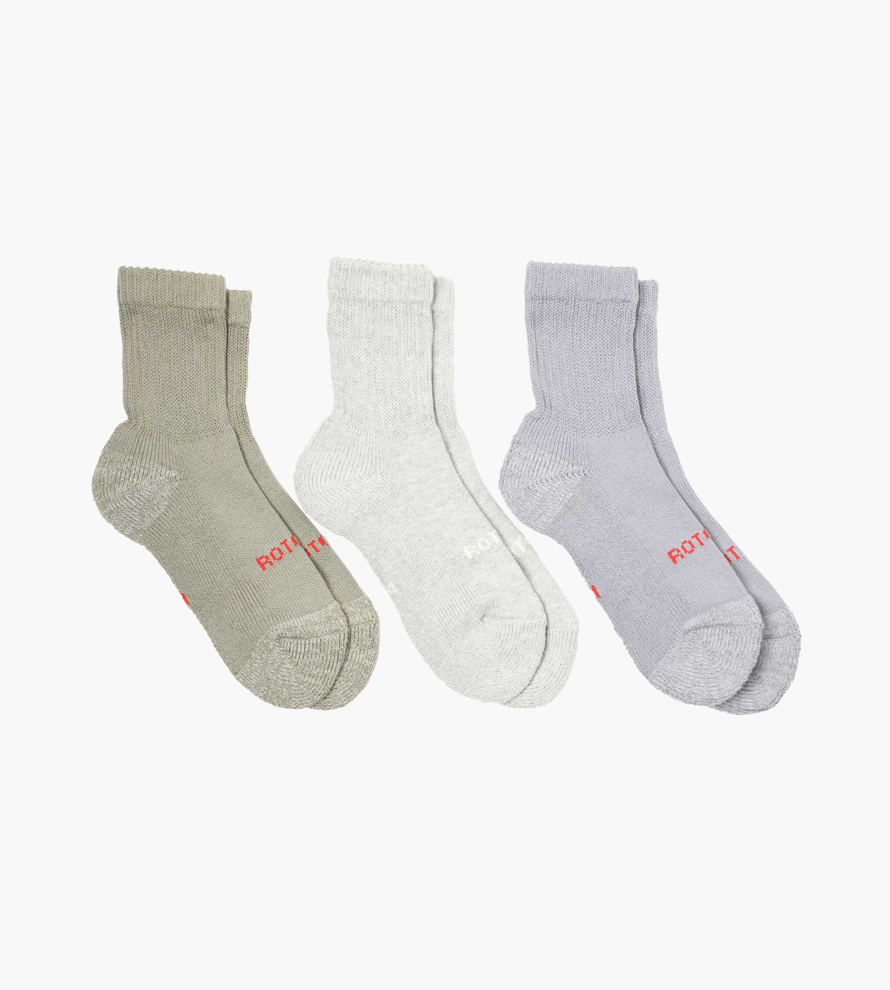 Rototo Organic Daily 3 Pack Mini Crew Socks Multi