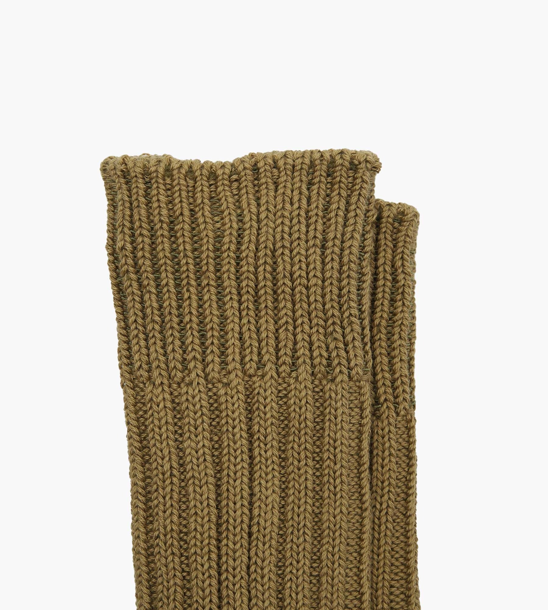 Rototo Chunky Ribbed Crew Socks Olive