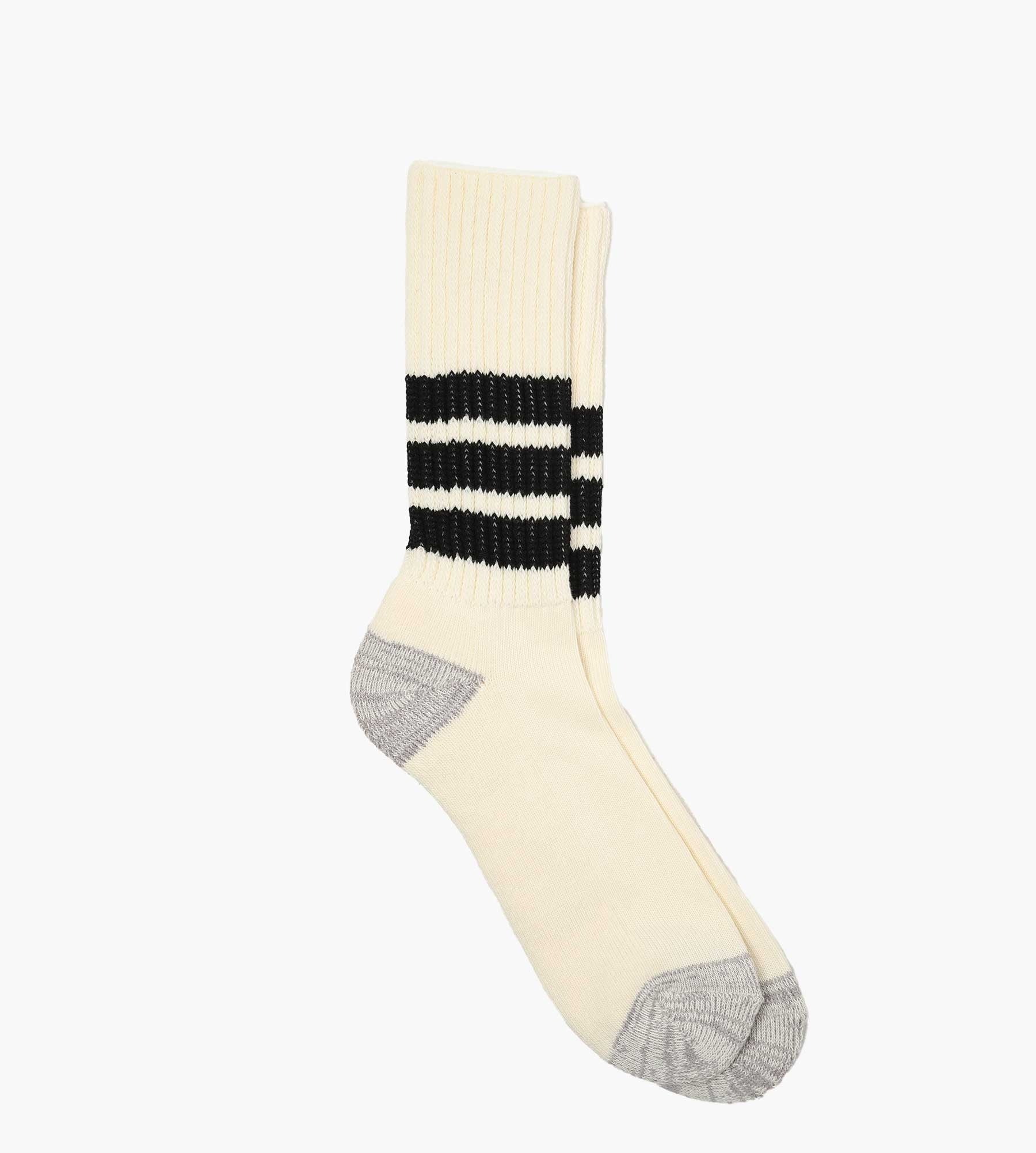 Rototo Coarse Ribbed Oldschool Crew Socks Black