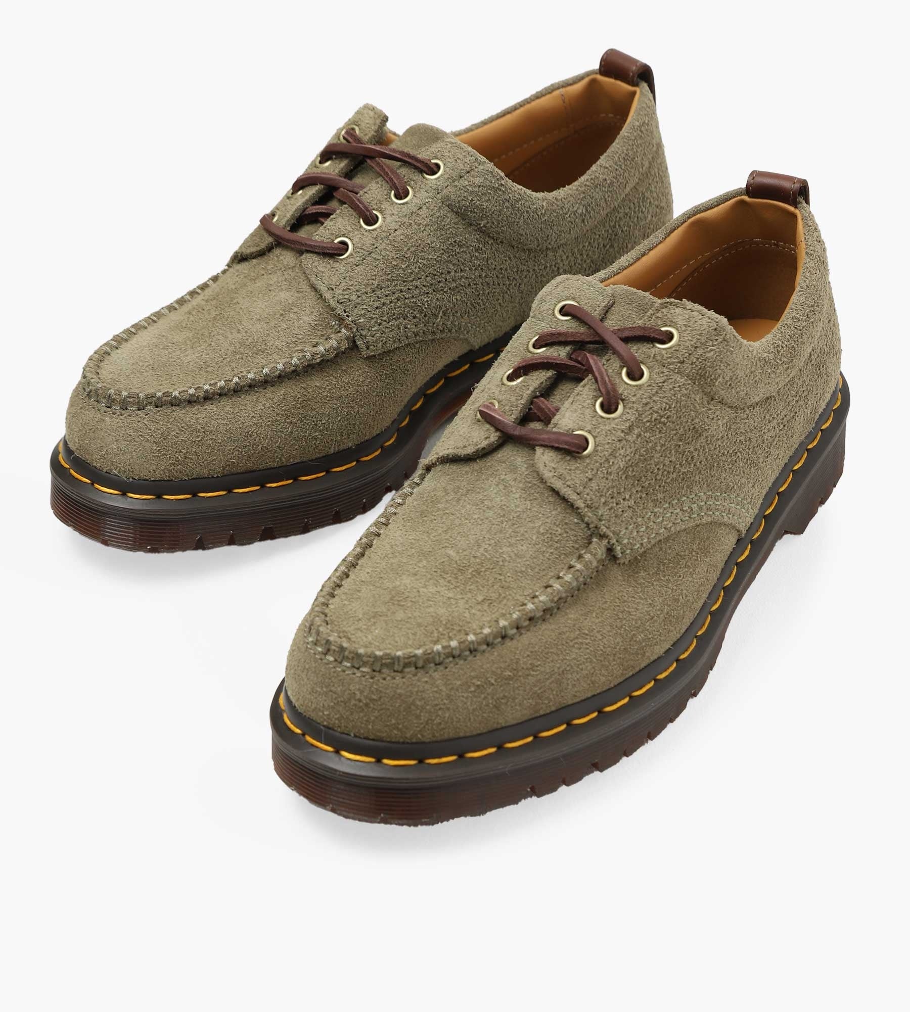 Dr. Martens Lowell Dms Olive Dark Brown Hairy Suede Classic Pull Up