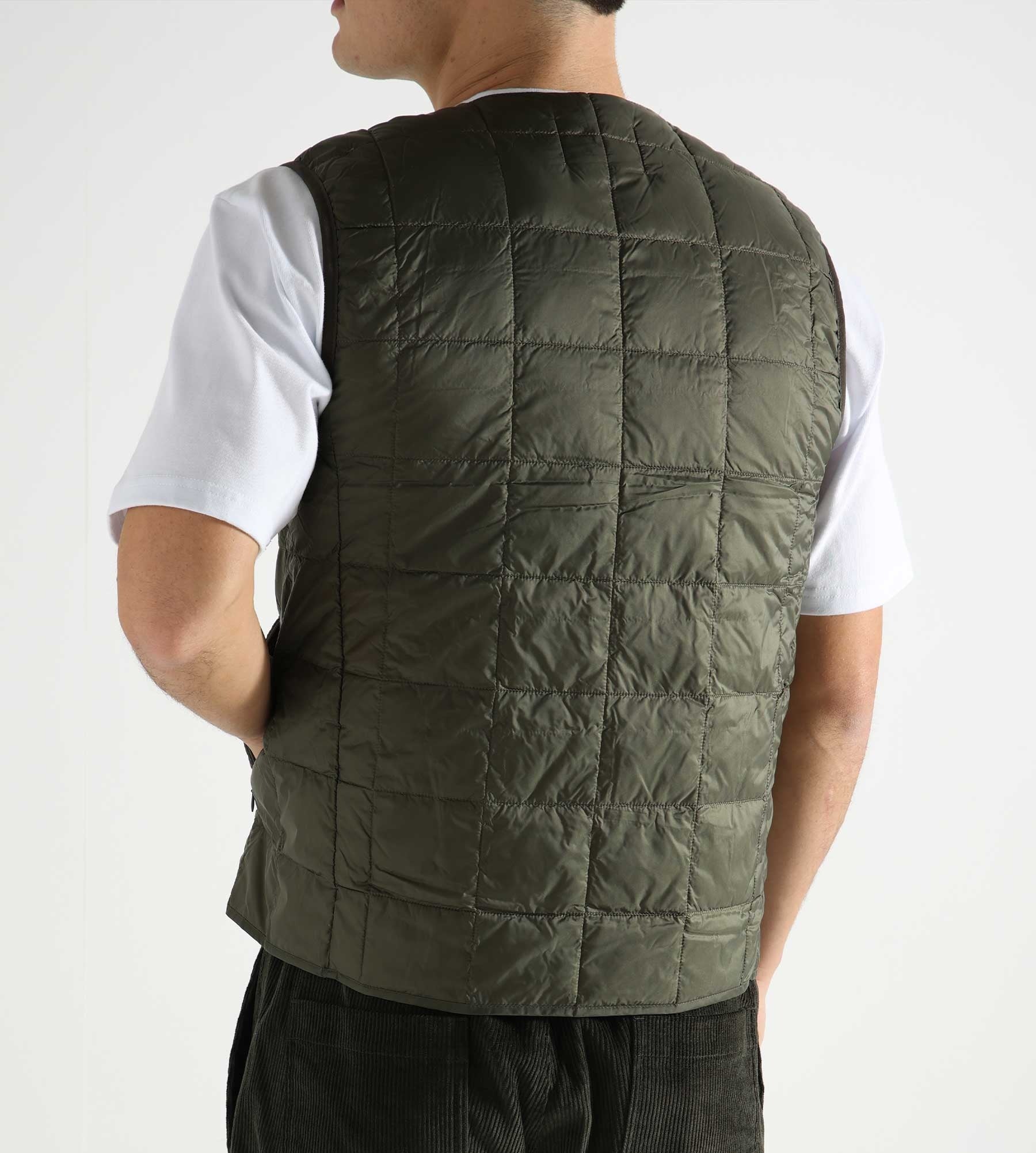 Taion V Neck Button Down Vest Dark Olive