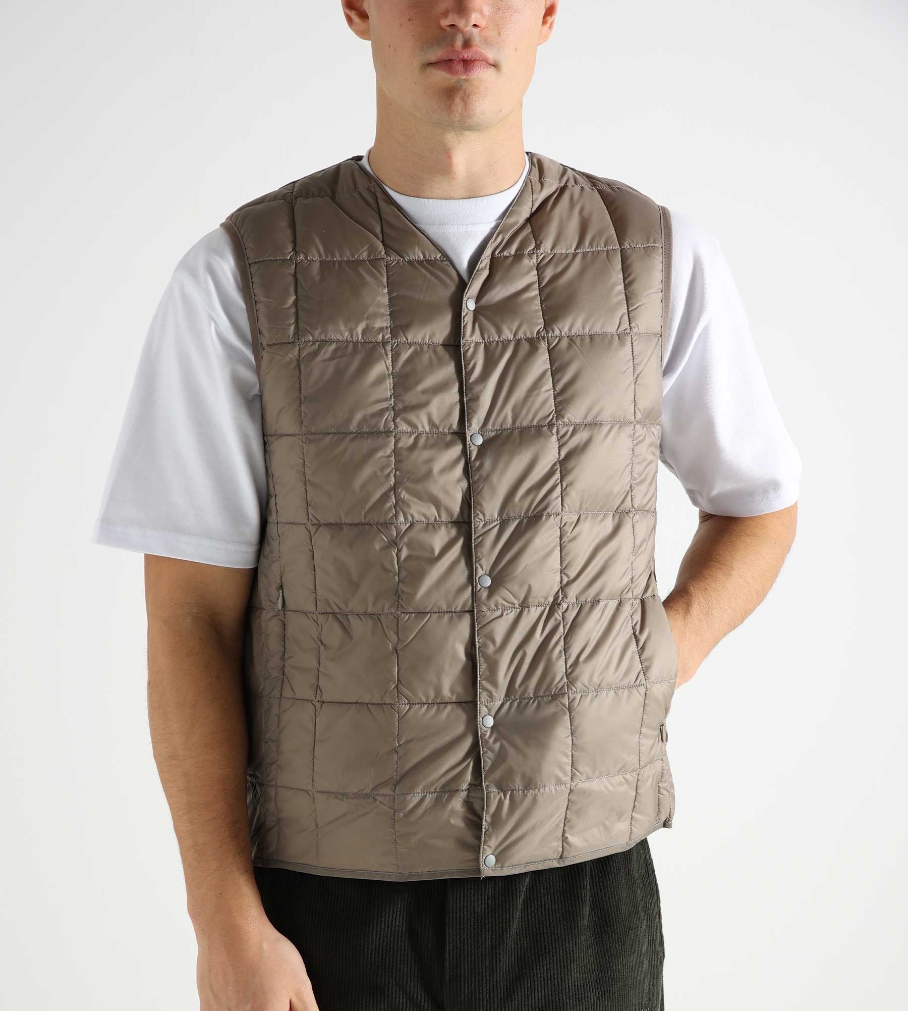 Taion V Neck Button Down Vest Khaki