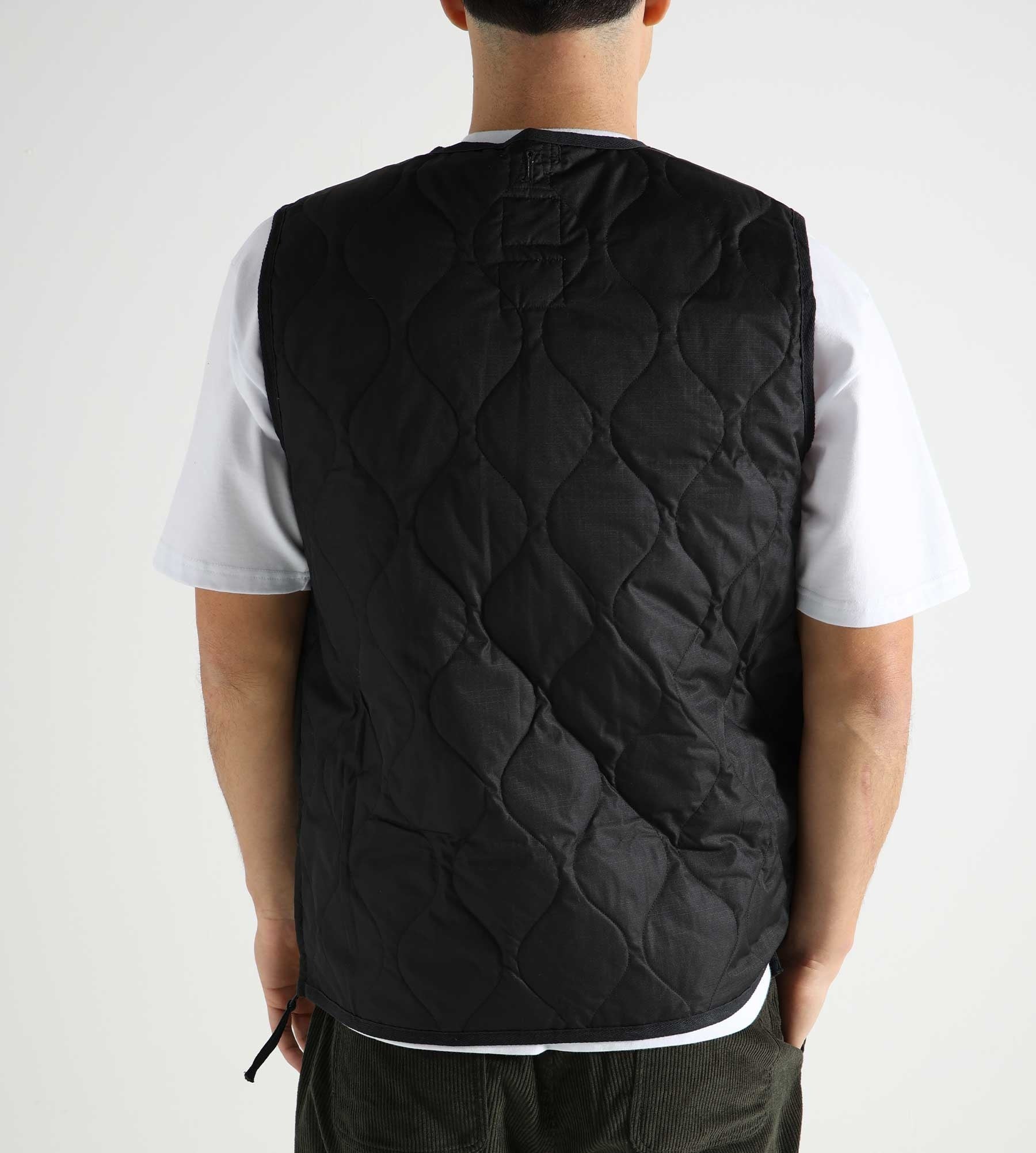 Taion Militairy W-Zip V Neck Down Vest Black