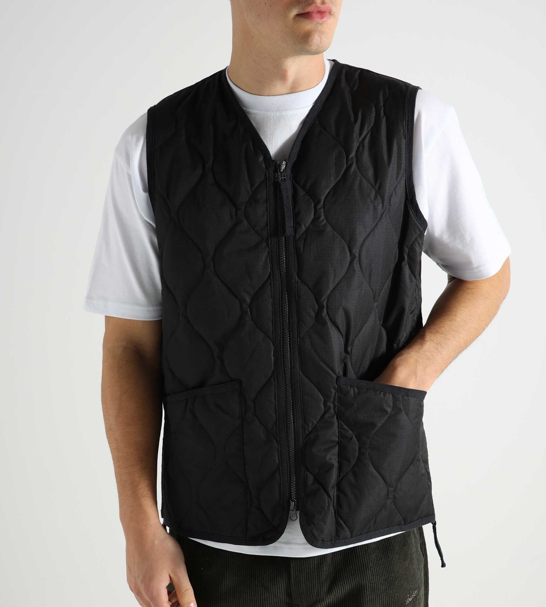 Taion Militairy W-Zip V Neck Down Vest Black