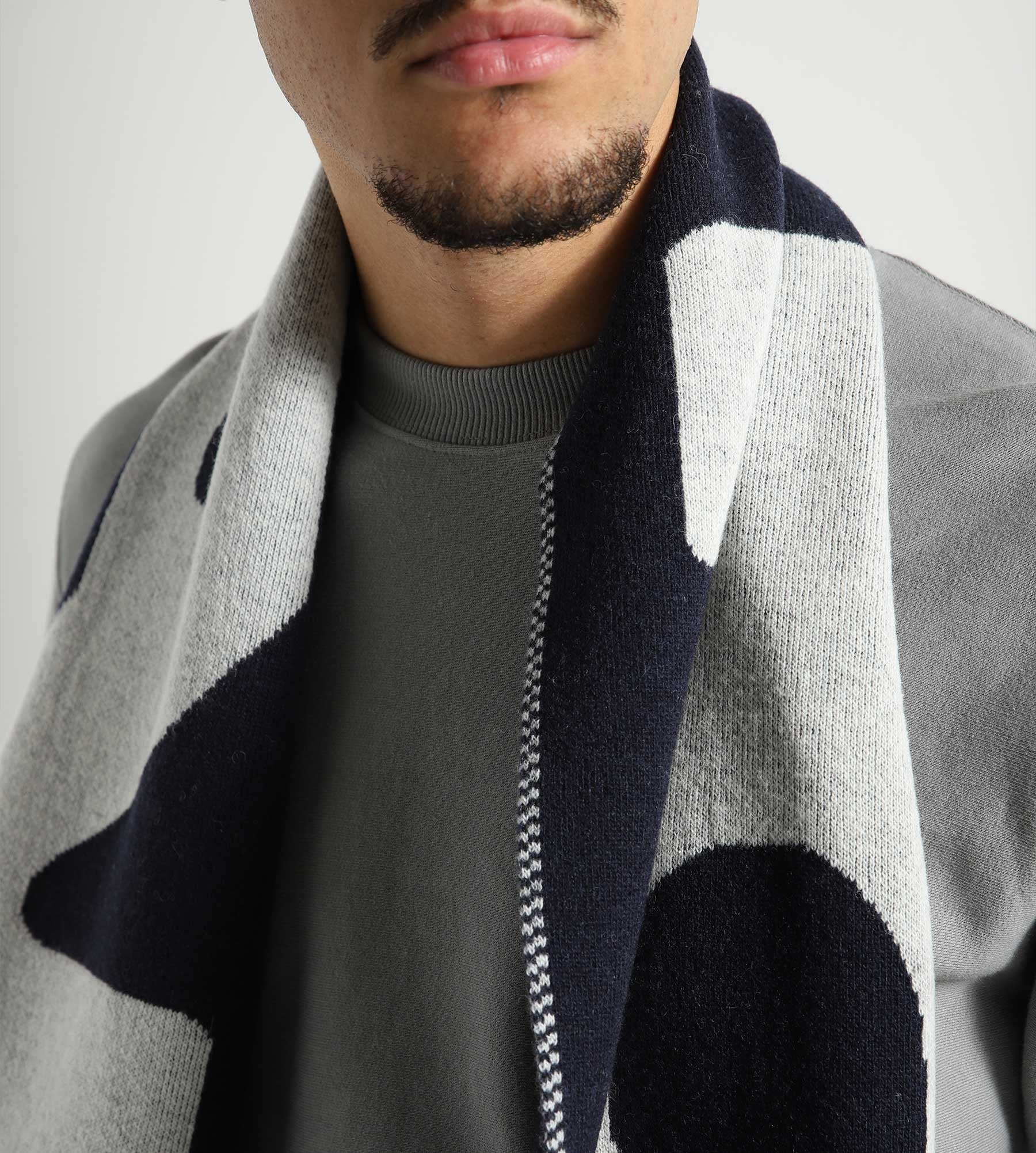 OLAF Logo Scarf Navy Off-White