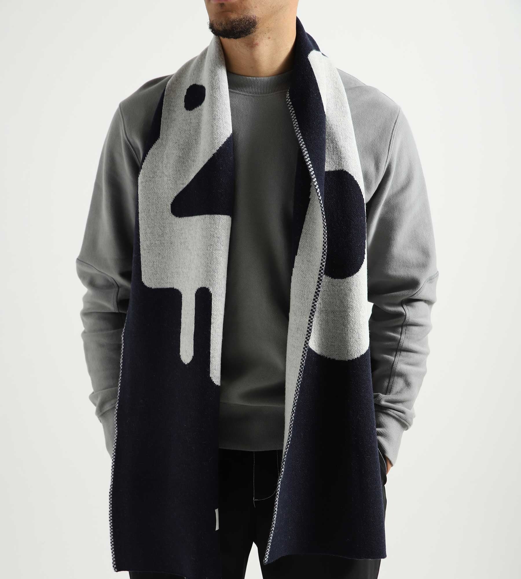 OLAF Logo Scarf Navy Off-White